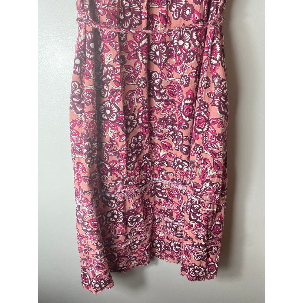 FAHERTY DRESS LINEN FLORAL MIDI PINK COTTAGECORE MILKMAID BOHO WESTERN COQUETTE - Picture 13 of 16